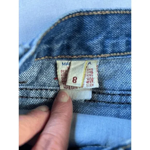 Calvin Klein Wide Leg Fray Bottom Jeans Size 8 100% Cotton Roll Up, High Rise - Picture 5 of 14